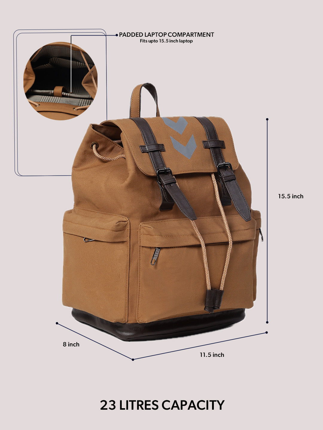 hummel Canvas Backpack (Tan / Khakhi)